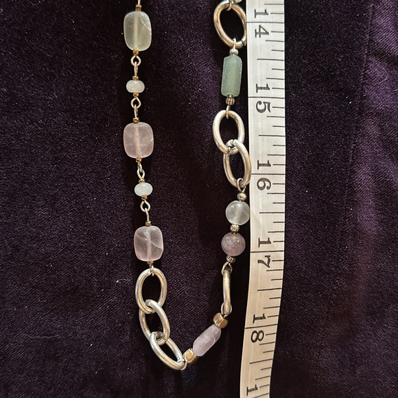 J.Jill Semi-Precious Stone and Silver Tone Chain Necklace Adjustable NWT - Picture 7 of 8